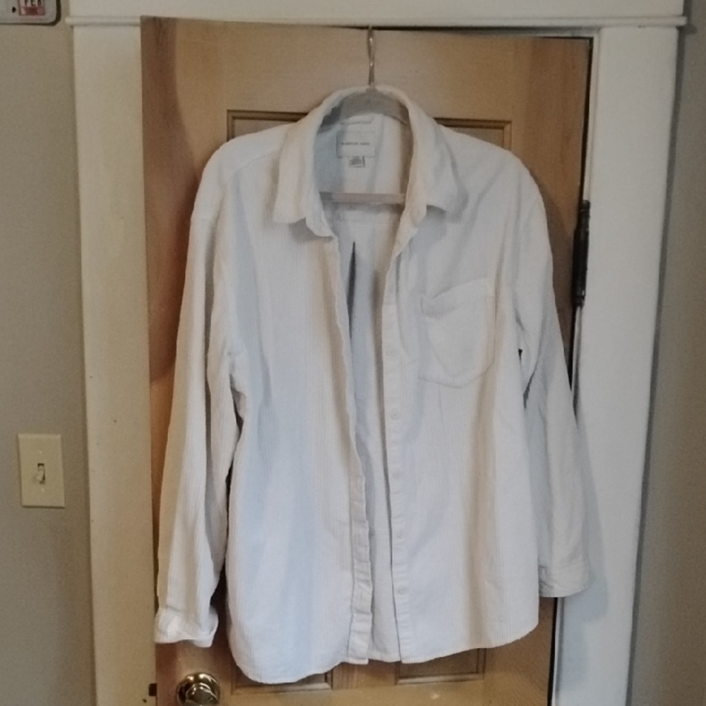 American Eagle Outfitters Women's White Corduroy Shirt, L